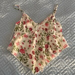 Japna Pink and Green Floral Camisole
